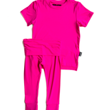 Bamboo Two Piece Set in Hottest Pink