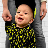 Bamboo Bandana Bib in Radioactive Fuego