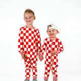 Bamboo Two Piece Set in Candy Cane Checkered