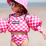 Neoprene Swim Vest in Bubble Gum Checkered  (PREORDER : WILL SHIP LATE MAY)