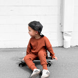 Organic Ribbed Set in Rust