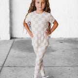 Bamboo Two Piece Set in Salt + Sand Checkered