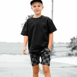 Relaxed Fit Shorts in Black + Charcoal Checkered