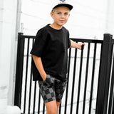 Relaxed Fit Shorts in Black + Charcoal Checkered