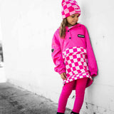 Pullover Windbreaker in Bubble Gum Checkered