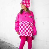 Pullover Windbreaker in Bubble Gum Checkered