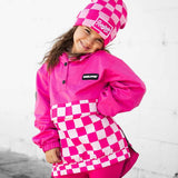 Pullover Windbreaker in Bubble Gum Checkered