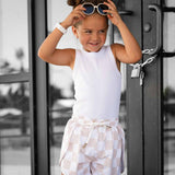 ACTV Babe Gym Shorts in Salt + Sand Checkered