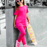 Bamboo Two Piece Set in Hottest Pink