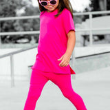 Bamboo Two Piece Set in Hottest Pink