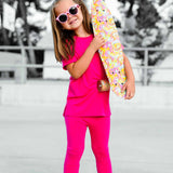 Bamboo Two Piece Set in Hottest Pink
