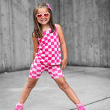 SK8TR Hi-Top in Bubble Gum Checkered