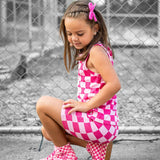 SK8TR Hi-Top in Bubble Gum Checkered