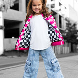 Bomber Jacket in Bubble Gum Checkered