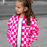 Bomber Jacket in Bubble Gum Checkered