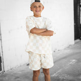 Everyday Cotton Shorts Set in Salt + Sand Checkered