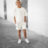 Everyday Cotton Shorts Set in Salt + Sand Checkered