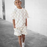 Everyday Cotton Shorts Set in Salt + Sand Checkered