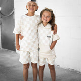 Everyday Cotton Shorts Set in Salt + Sand Checkered