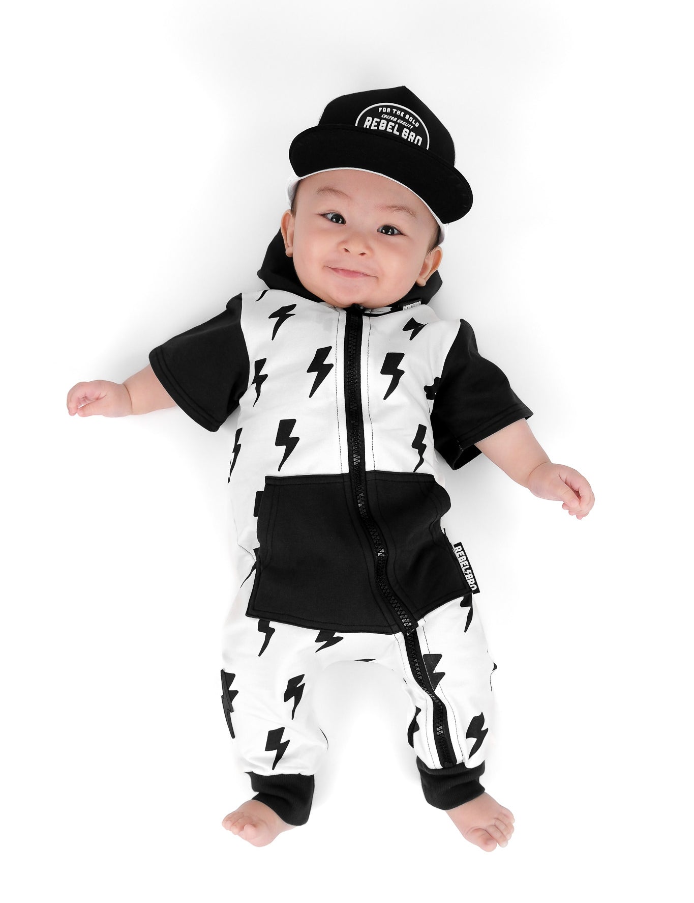 Hooded Rebel Short Sleeve Romper in Bowie - Rebel Bro