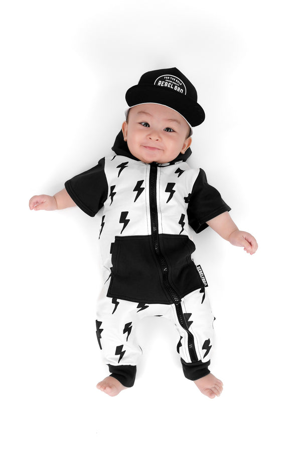 Hooded Rebel Short Sleeve Romper in Bowie - Rebel Bro