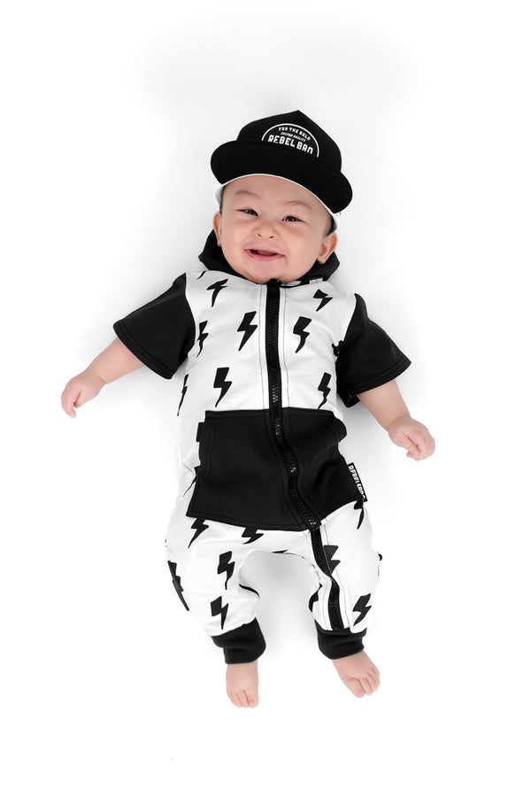Hooded Rebel Short Sleeve Romper in Bowie - Rebel Bro