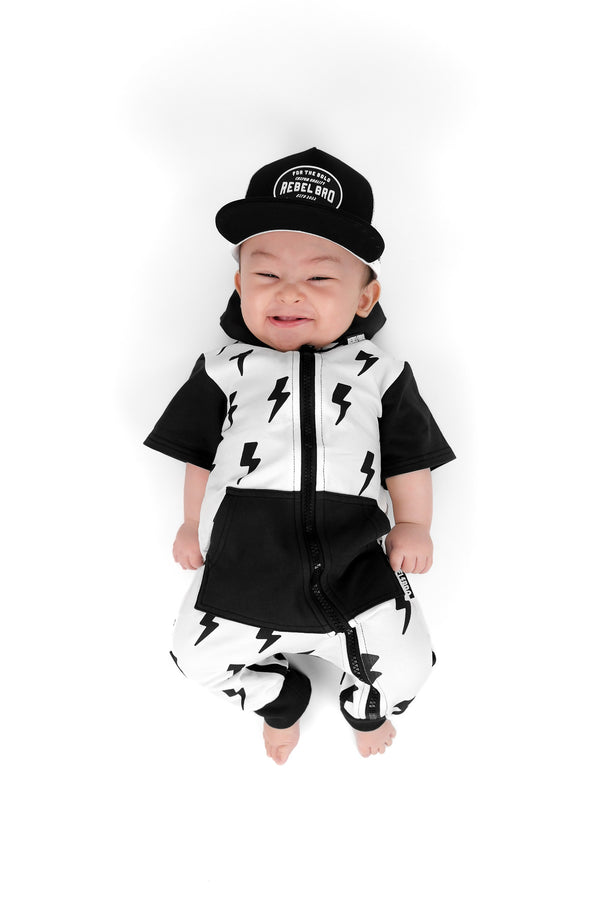 Hooded Rebel Short Sleeve Romper in Bowie - Rebel Bro