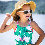 UPF50+ Girls Bow-Back One Piece Swimsuit in Palm Paradise