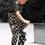Overalls in Taupe + Black Checkered