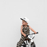 Overalls in Taupe + Black Checkered