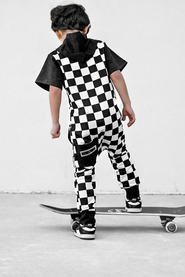 Hooded Rebel Short Sleeve Romper in Venice - Rebel Bro