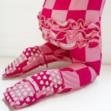 Ruffled Bamboo Zippy Sleeper in Bubble Gum Checkered