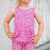 Tank + Biker Two Piece Set in Bubble Gum Leopard