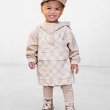 Pullover Windbreaker in Salt + Sand Checkered