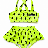 UPF50+ Retro Skirted Bikini Two Piece Swimsuit in Neon Electric Lime x Jagger