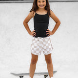 ACTV Babe Gym Shorts in Salt + Sand Checkered