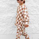 Organic Ribbed Set in Vanilla + Chestnut