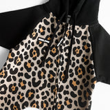 Hooded Fleece Romper in Ava (Leopard)