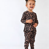 Organic Ribbed Set in Midnight Mocha Leopard