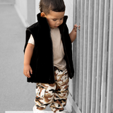 Reversible Puffer Vest in Rust + Black Corduroy