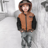 Hydro Letterman Jacket in Black + Rust