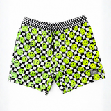 Men's Hybrid Swim Trunks in Neon Electric Lime Smiley