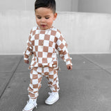 Organic Ribbed Set in Vanilla + Chestnut