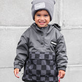 Pullover Windbreaker in Charcoal Checkered