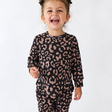 Organic Ribbed Set in Midnight Mocha Leopard