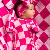 Bamboo Bow in Bubble Gum Checkered