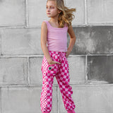 Basic Jogger in Bubble Gum Checkered