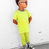 Bamboo Two Piece Set in Neon Electric Lime
