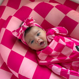 Bamboo Bandana Bib in Bubble Gum Checkered