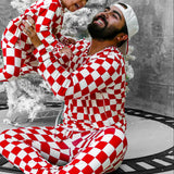 Men's Bamboo Two Piece Set in Candy Cane Checkered